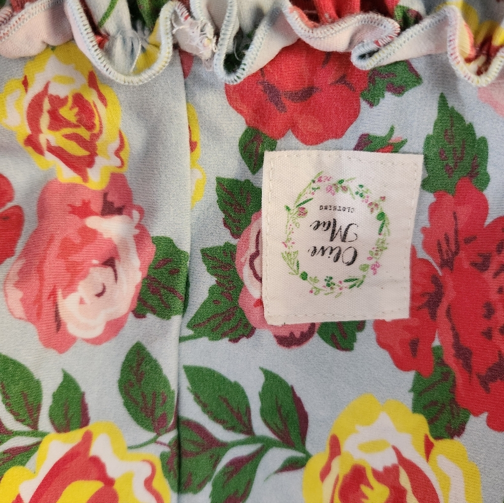 Olivia Mae Charming Long Sleeve Floral Dress w/ Red,Pink,Yellow Blooms, S7/8,EUC - Picture 4 of 7